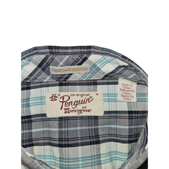 Original Penguin Men's Plaid Multicolor Longsleeve Button Up Shirt Medium - Picture 3 of 10